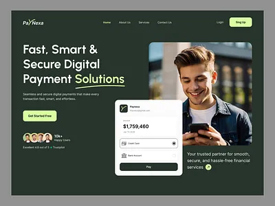 PayNexa – Fintech Digital Payment Landing Page UI banking branding digital banking dribbble fianancial financial landing page fintech fintech hero fintech landing page fintech website graphic design hero section landing page design payment ui uiux web design website design