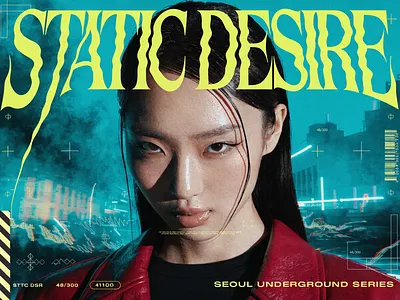 Static Desire — Neon Tension Portrait branding campain design graphic design illustration typography
