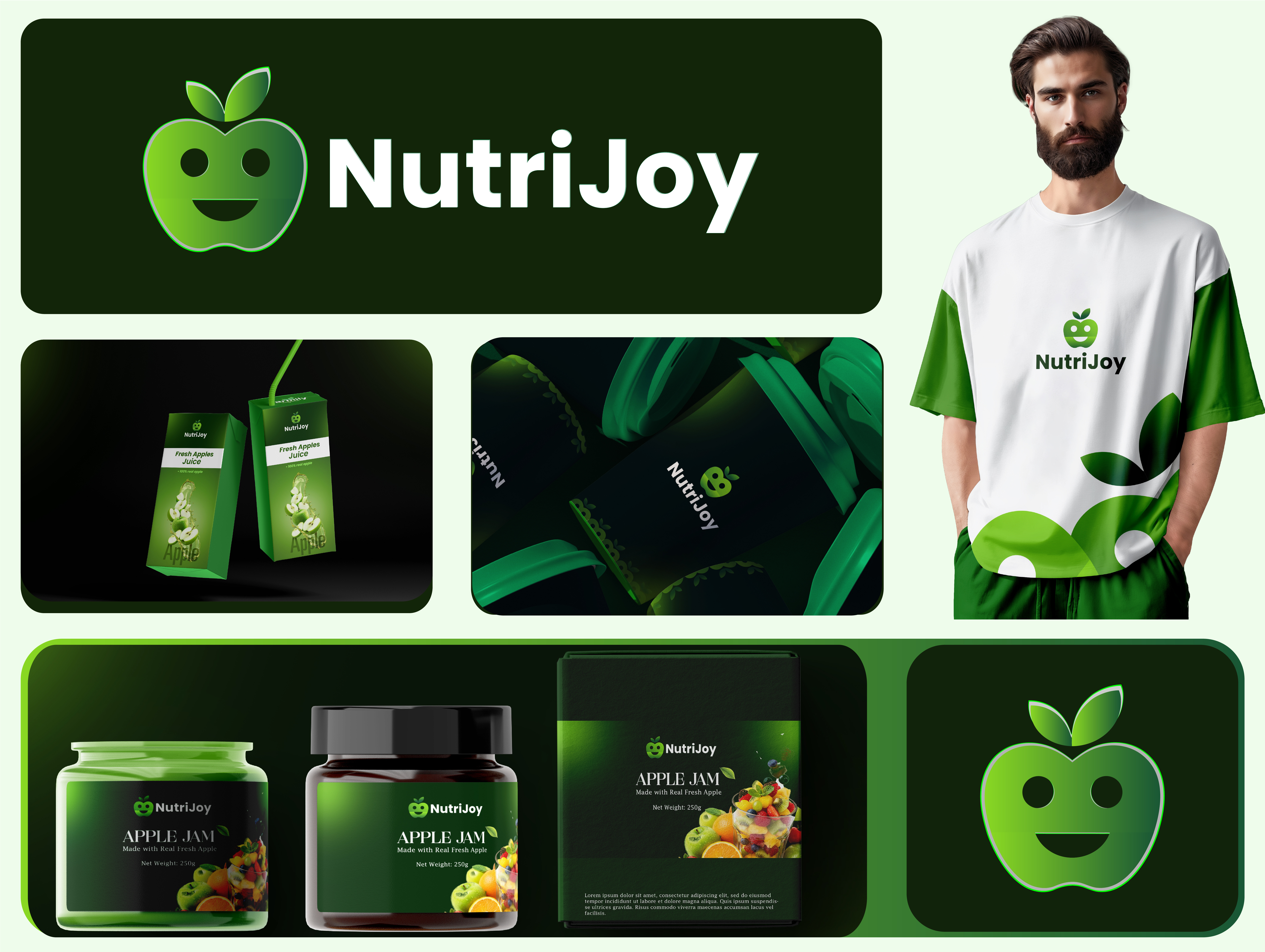 Example of NutriJoy — Fresh Organic Juice Brand Identity & Packaging Design