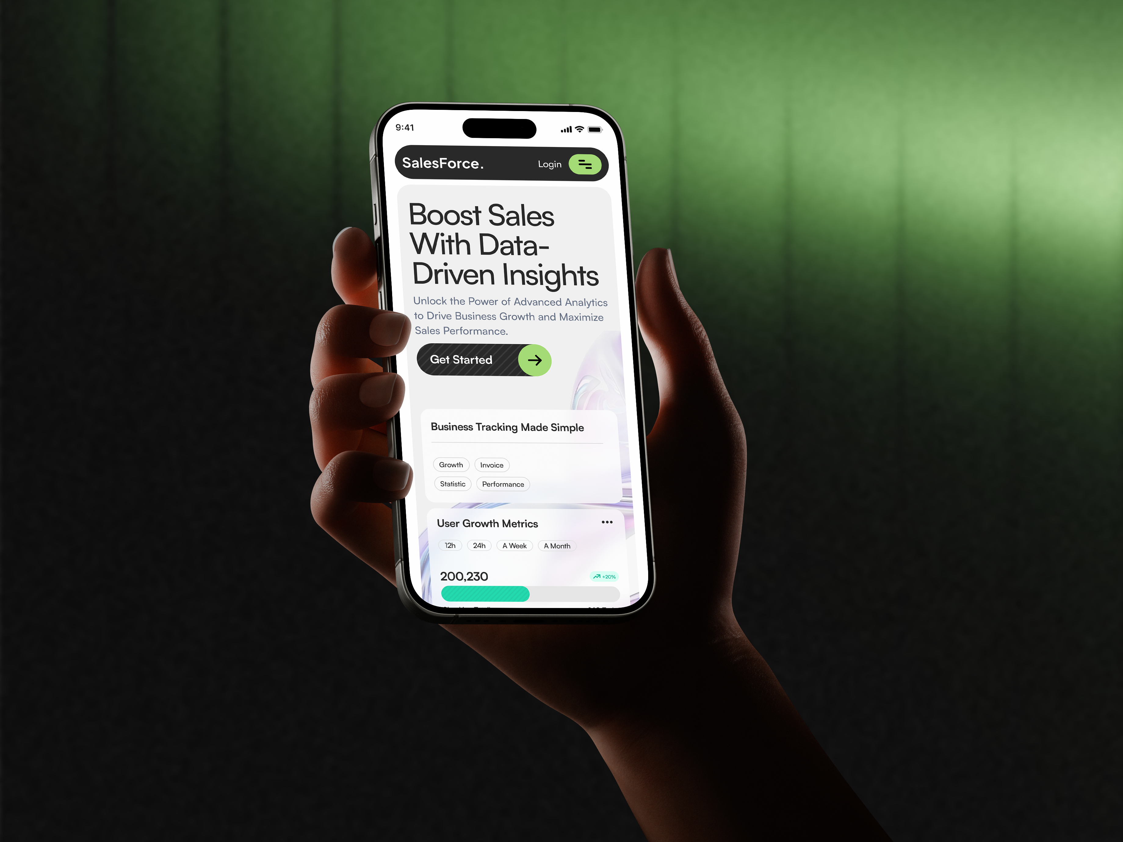 Sales Analytics SaaS App – Mobile CRM Dashboard UI Design analytics app design b2b crm dashboard data visualization design fintech landing page mobile ui product design saas sales dashboard startup uiux