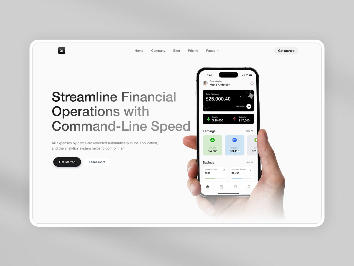FinStream — Fintech Web/Landing Page UI/UX Image 1