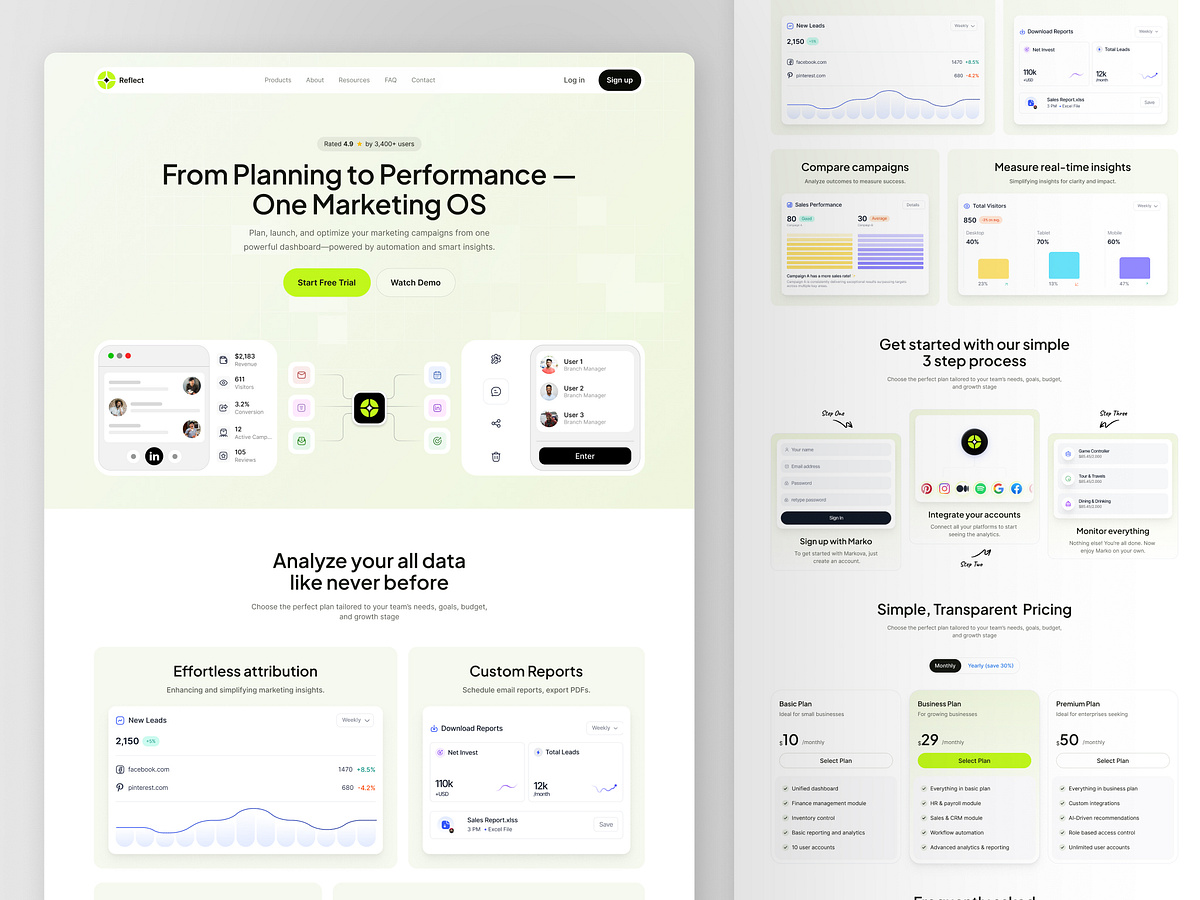 Reflect Marketing OS website ui