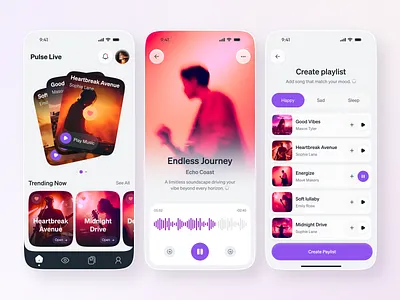 Music Streaming App UI app design audio player light mode ui live streaming mobile app mobile app design music app music app ui kit music player app music streaming app music streaming ui player interface playlist app streaming service ui ux
