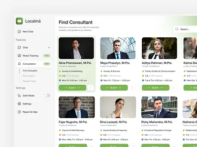 Localmá - Mental Health SaaS consultant green mental health saas ui