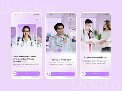 Doctor Mobile App-Onboarding Screen appointment app clean ui doctor app doctor appointment doctor consultation app doctor mobile app health companion mobile app healthcare app medical app mobile app mobile app onboarding screen mobile screen modern app ui onboarding screen screen ui telemedicine mobile app ui ux wellness assistant mobile app