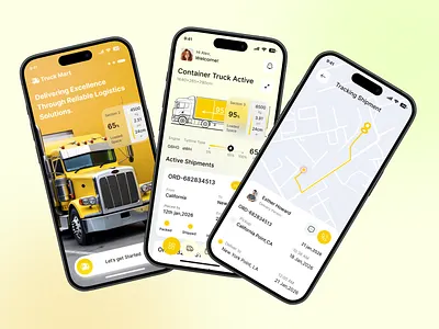 Transport Logistics Mobile App app inspiration app ui design dashboard ui delivery app delivery service figma design fleet management interface design logistics app logistics ui map tracking mobile app ui modern ui product design shipment tracking tracking app transport app truck tracking ui design ux design