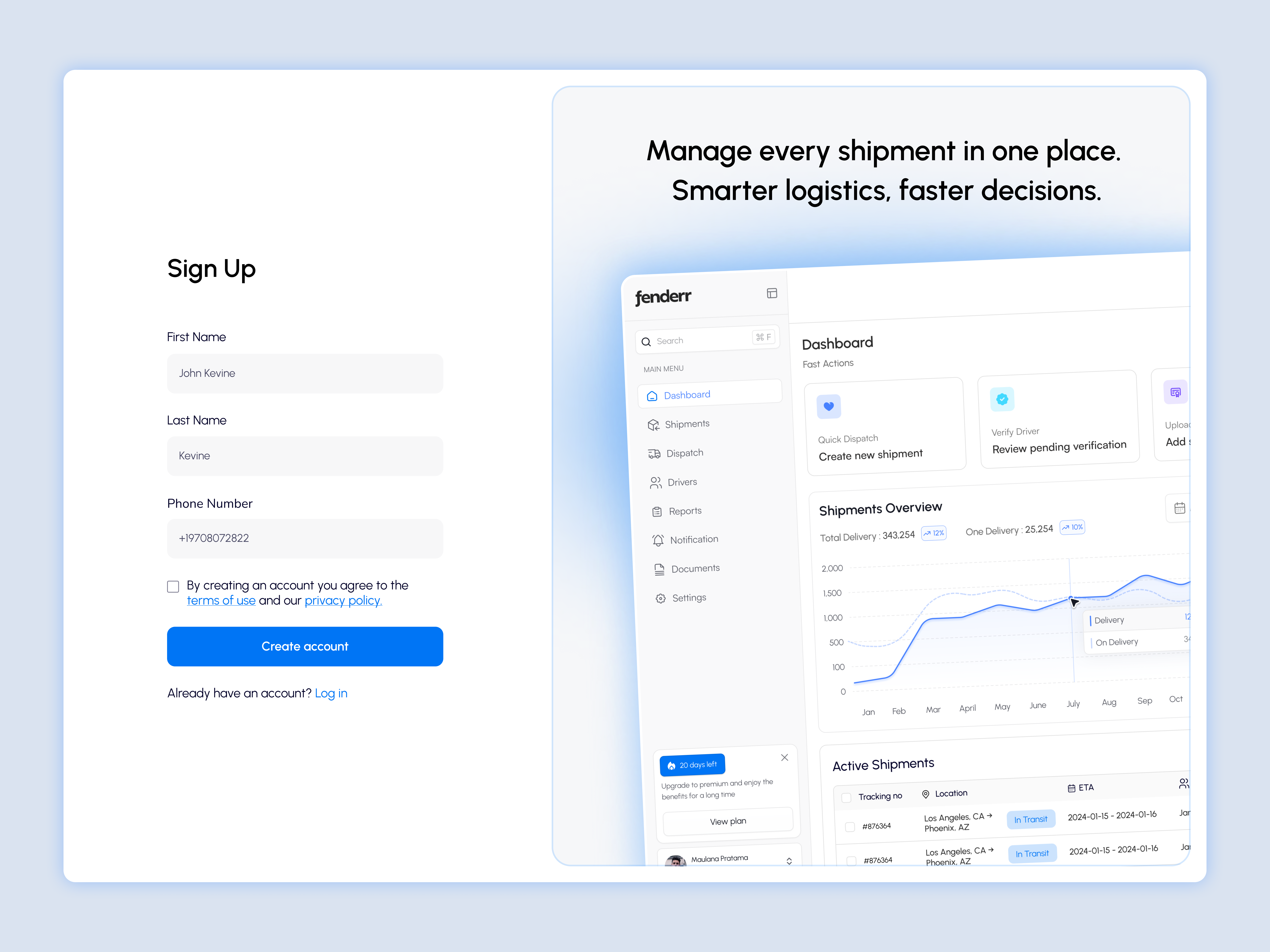 SaaS Dashboard UI - Sign Up Page logistics ui logistics ux product design saas dashboard platform saas dashboard ui saas dashboard ux saas marketing dashboard saas project saas ui saas ux sign up web design