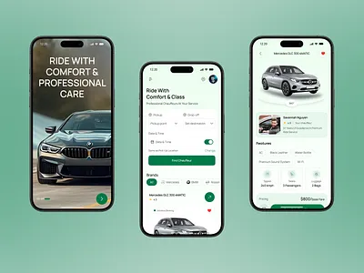 Chauffeur Service Mobile App chauffeur corporate app executive ui luxury app mobile app premium experience saas tourist app transport transportation saas travel app ui ux vip transport service