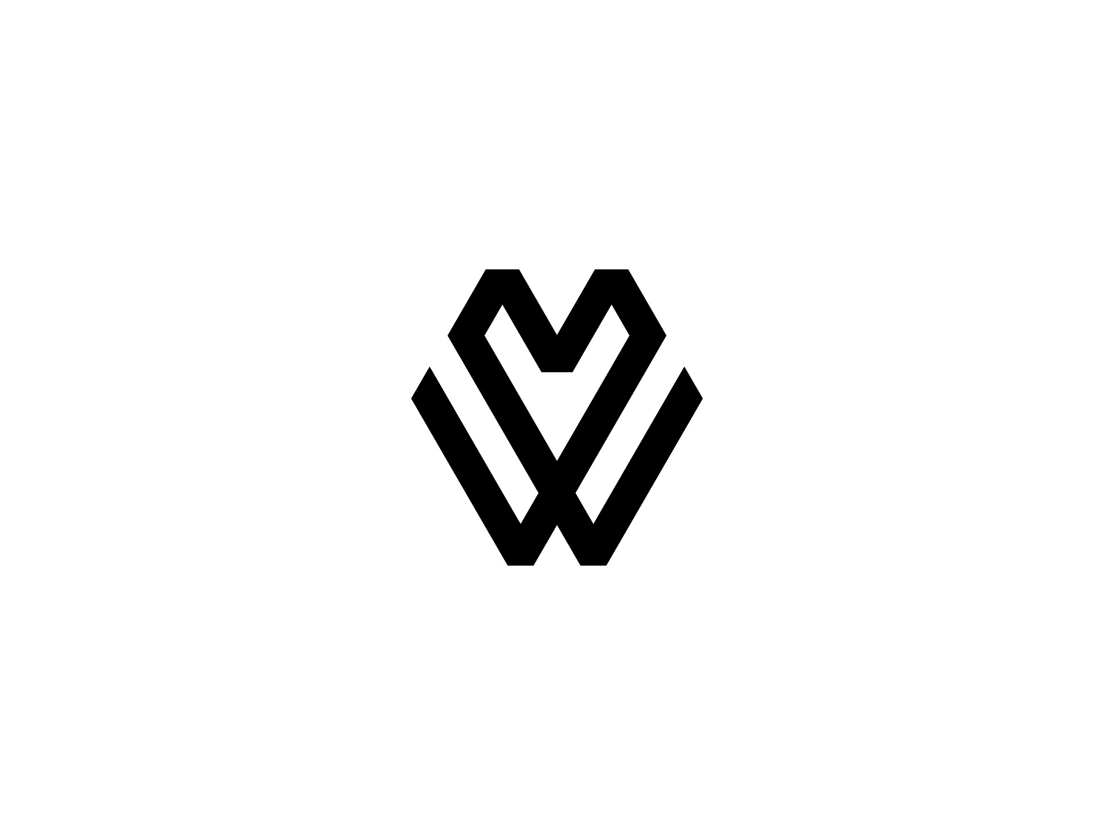 V/W Monogram Logo — Geometric Construction abstract logo branding brandmark geometric logo heart logo lettermark logo logo logo design logo for sale modern logo vw logo wv logo