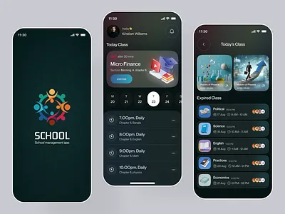 Modern School Management App dark mode ui dashboard ui e learning education app education app ui learning app ui management md uzzal hossain mobile app design mobile mobile app modern app ui project management school app school management school management app student app task ui ux design uiux web