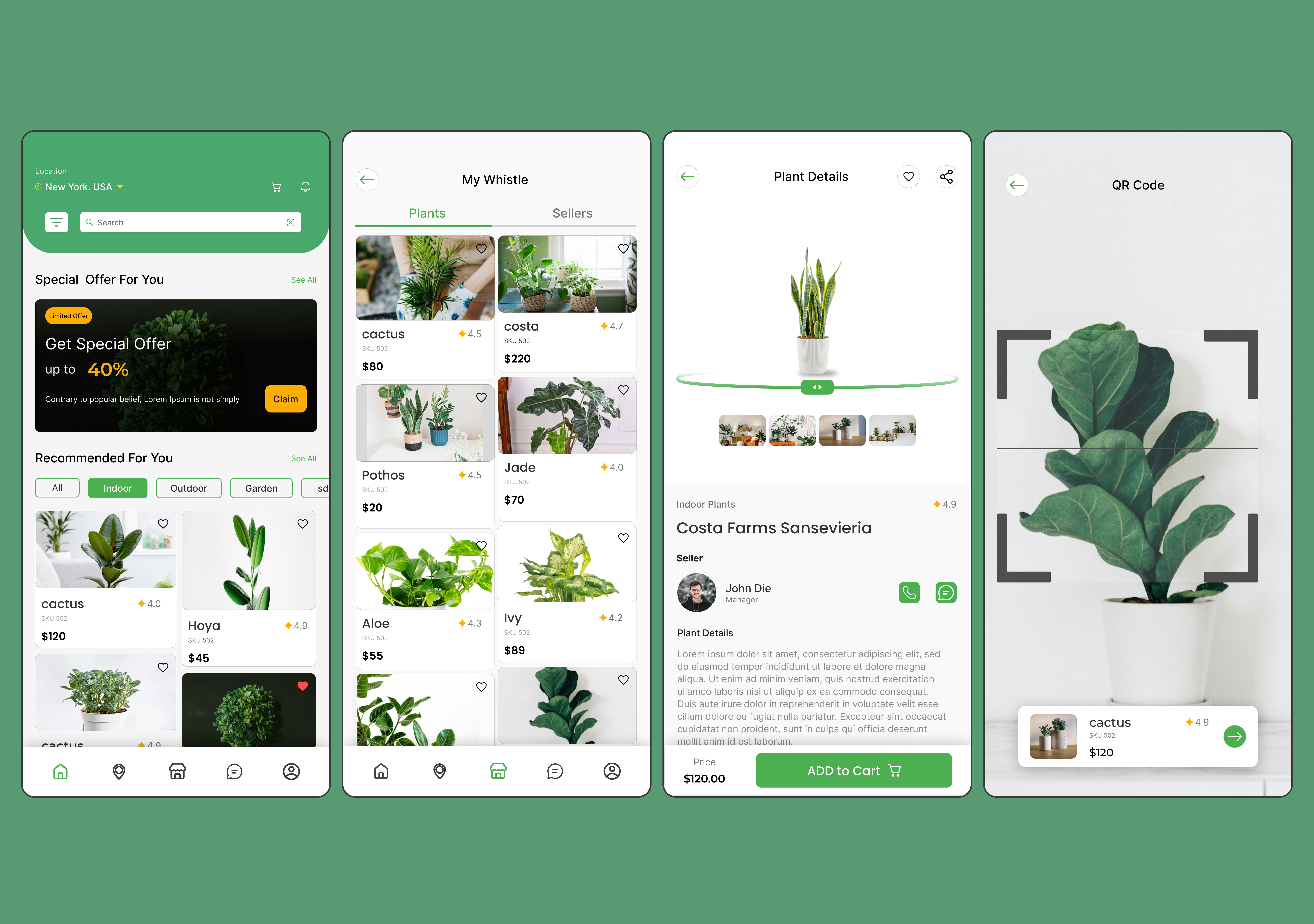 Plantify — Plant Store Mobile App UI/UX Design appdesign ecommerceapp interactiondesign mobileapp plantapp productdesign ui uidesign uiux ux uxdesign