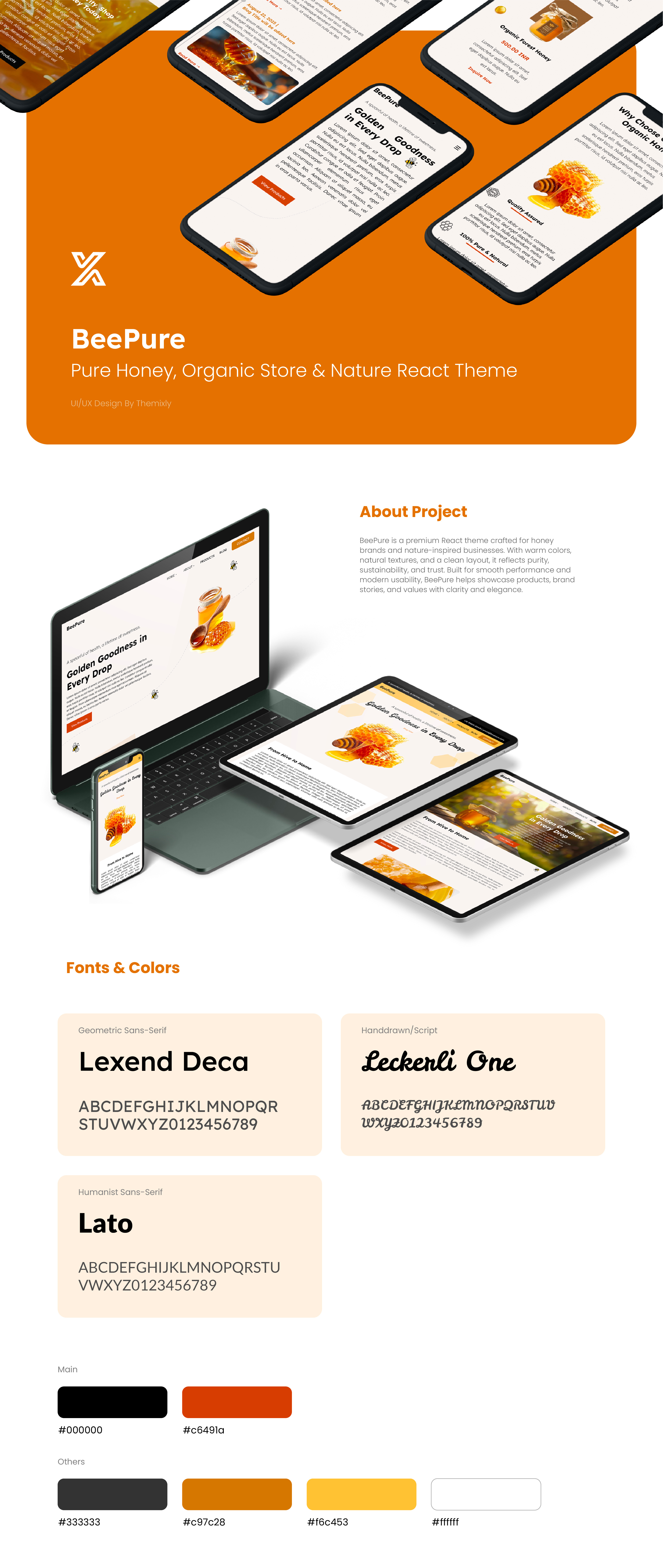 BeePure – Organic Honey & Nature Store Website UI honey website modern ui nature website react templates themixly ui website design
