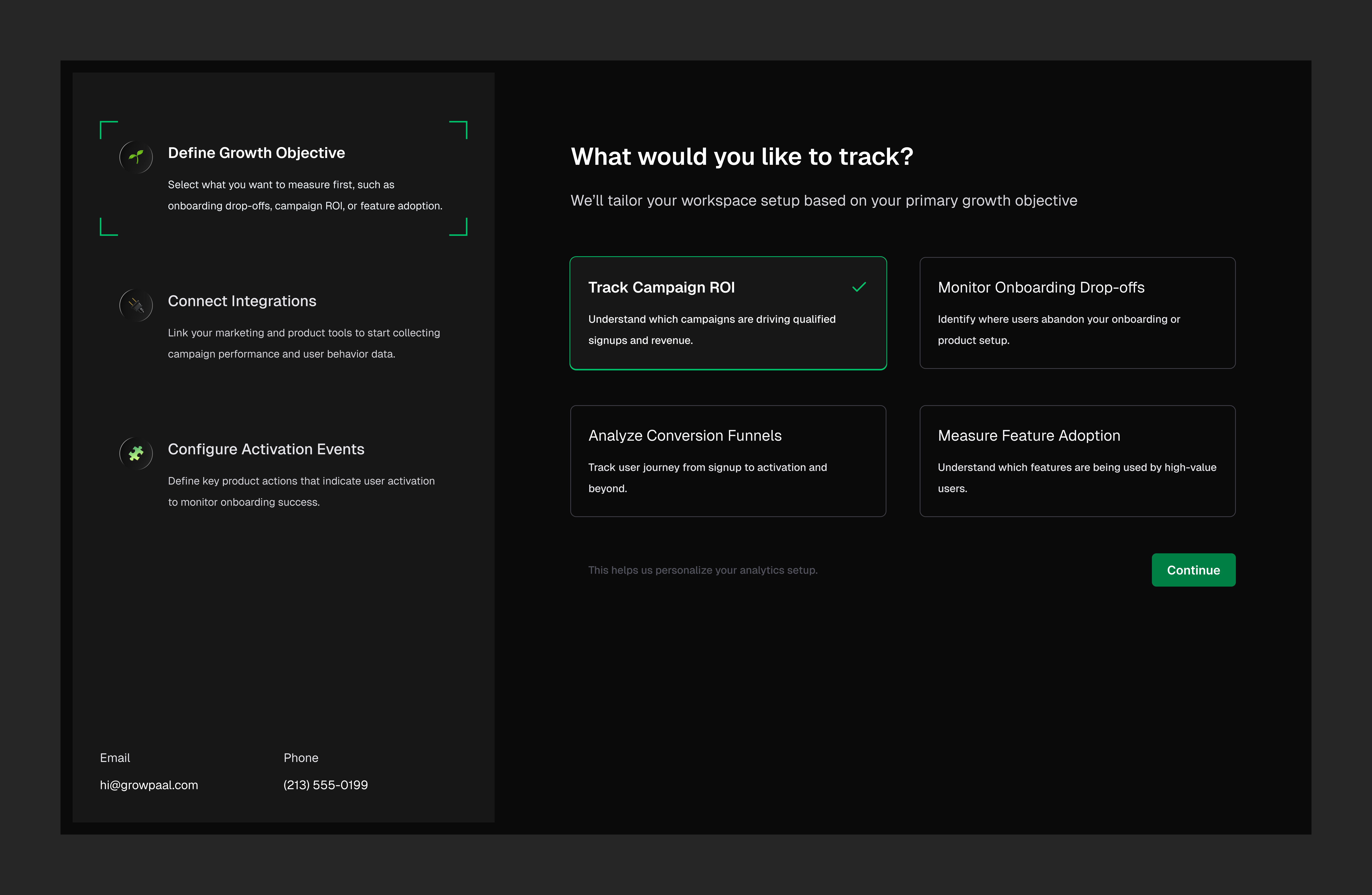 Onboarding - Marketing analytics platform application dark dark mode figma marketing marketing agency onboarding