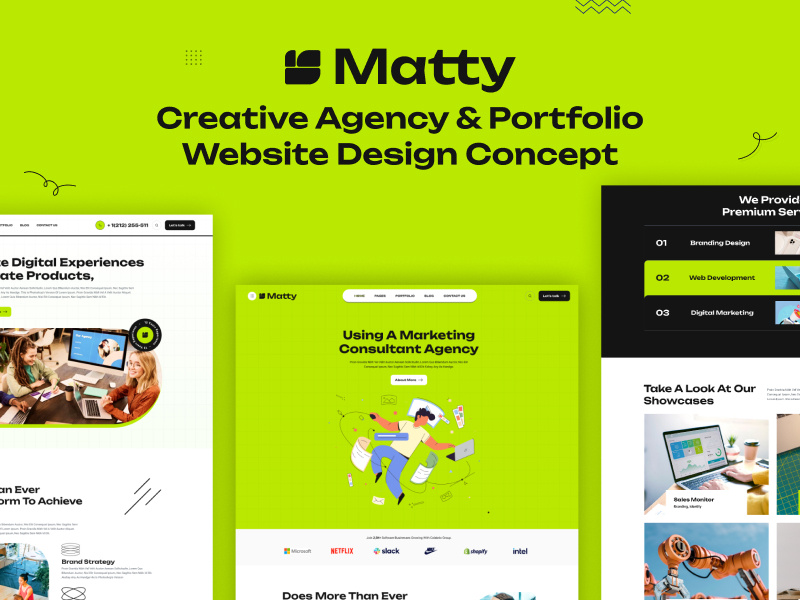 Matty - Creative Agency & Portfolio Website Design Concept agency ai apps clean design illustration landing page design marketing themeforest website