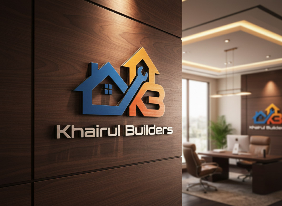 Khairul Builders Construction Company Logo Design | architecture logo brand identity builder logo building logo business logo company logo construction branding construction company construction logo contractor logo corporate branding home logo house logo industrial logo logo logo concept logo design professional logo property branding real estate logo
