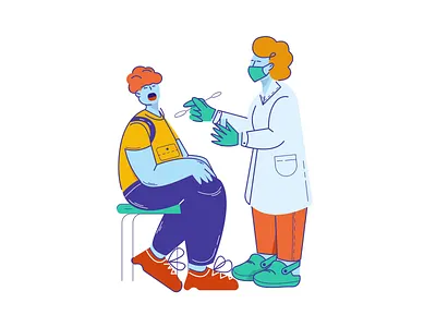 Doctor Takes a PCR Test from the Patient Animation animation branding clinic design devices doctor graphic design illustration logo medic medicine morph motion graphics test ui vector