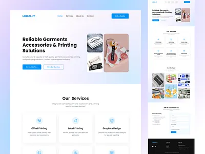Minimal Printing Press Website Design clean landingpage clean website gradient website homepage homepage design landingpage minimal website printing press printing press website ui ui design uiux design ux web ui webdesign website website design