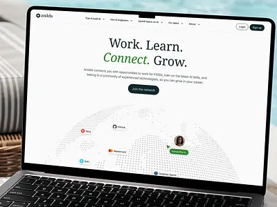 For talent Human + AI - Website ai animation branding design developers engineers exploration globe graphic design hero human landing learn navigation talent ui ux web web design