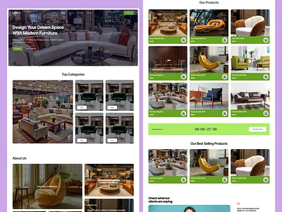 Furniture Ecommerce Website/Landing page 3d animation branding design ecommerce figma furniture illustration landingpage logo motion graphics ui uiux ux webdesign