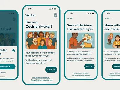 Volition - Onboarding accessibilities app mobile onboarding people with disability product design supported decision making web