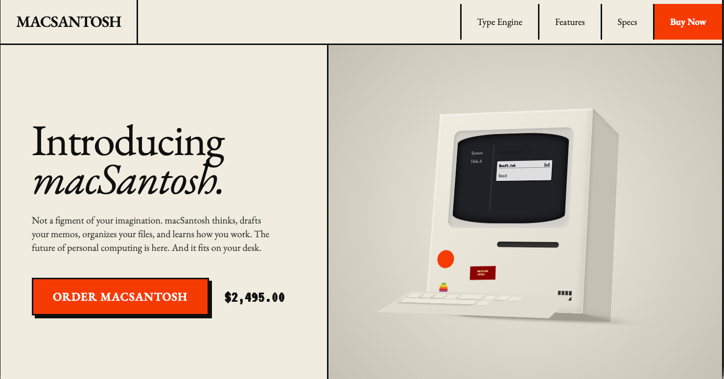 macSantosh 3d animation apple branding inspiration landing minimal ui