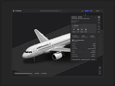 3D Aircraft Operations Dashboard — Dark Mode 3d airplane airport clean dark mode dashboard flight map modern render ux webapp