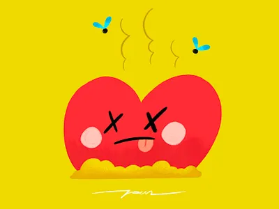 Feelings Die cartoon character color cute dead design die feelings heart illustration love