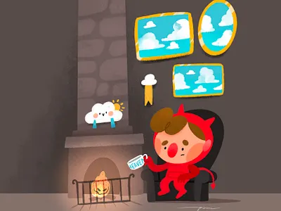 If heaven exists, I've been there before cartoon cloud color cute deavil design heaven hell illustration longing