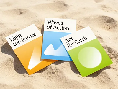 Sustainability Posters Design beach beacon branding card climate earth ecology environment light lighthouse mockup paper planet poster print sand sunlight sustainability wave