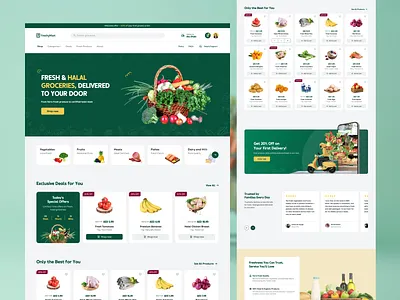 FreshMart - Grocery Landing Page Design app design branding e commerce ecommerce website freshmart grocery grocery application grocery branding grocery landing page grocery website landing page design landing page designer minimal design online shop online shopping productdesign shopify designshopify shopping experience squaresoul ui