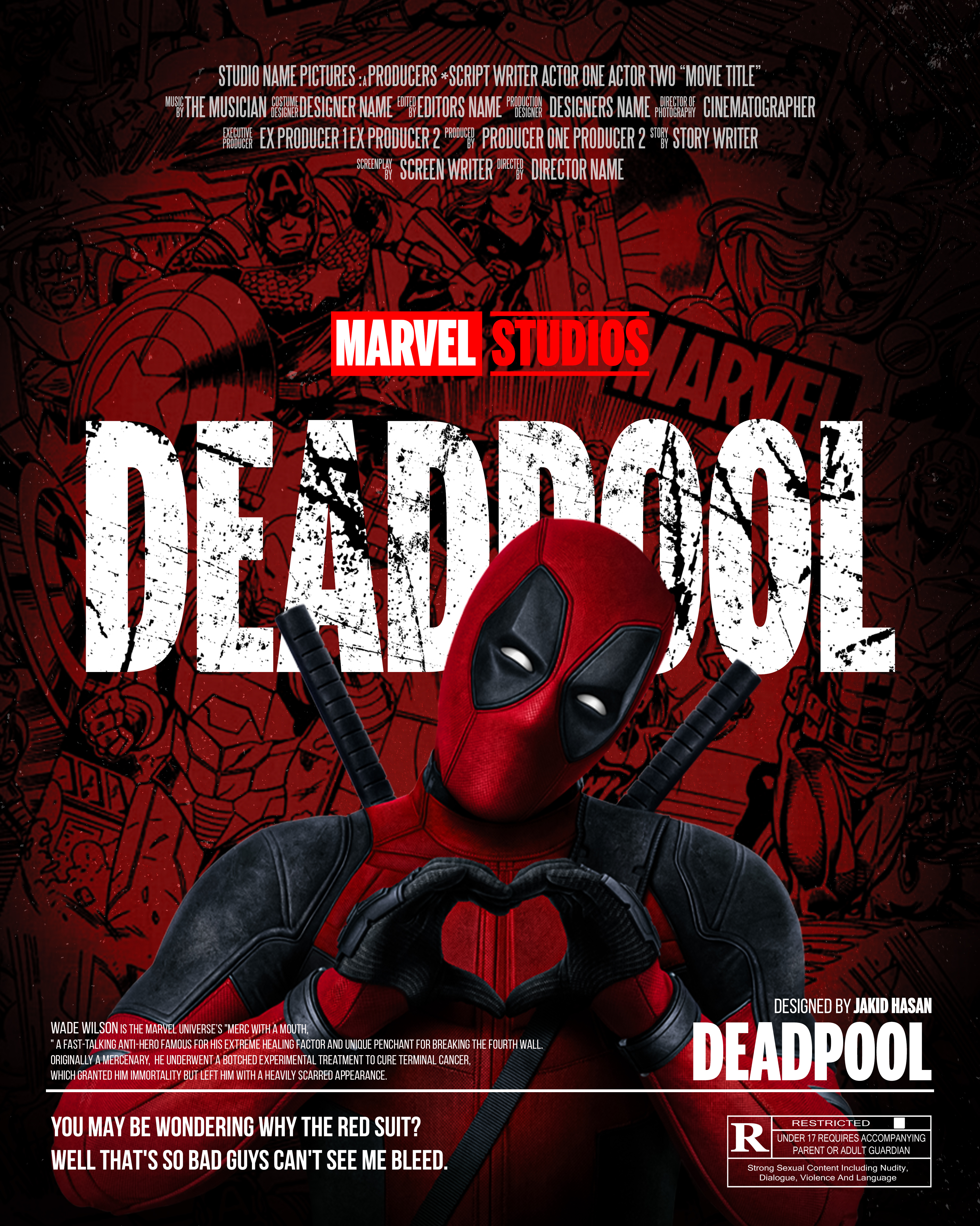 Deadpool poster concept design adobe photoshop graphic design illustration marvel studio movie poster poster concept poster design typography visualisation