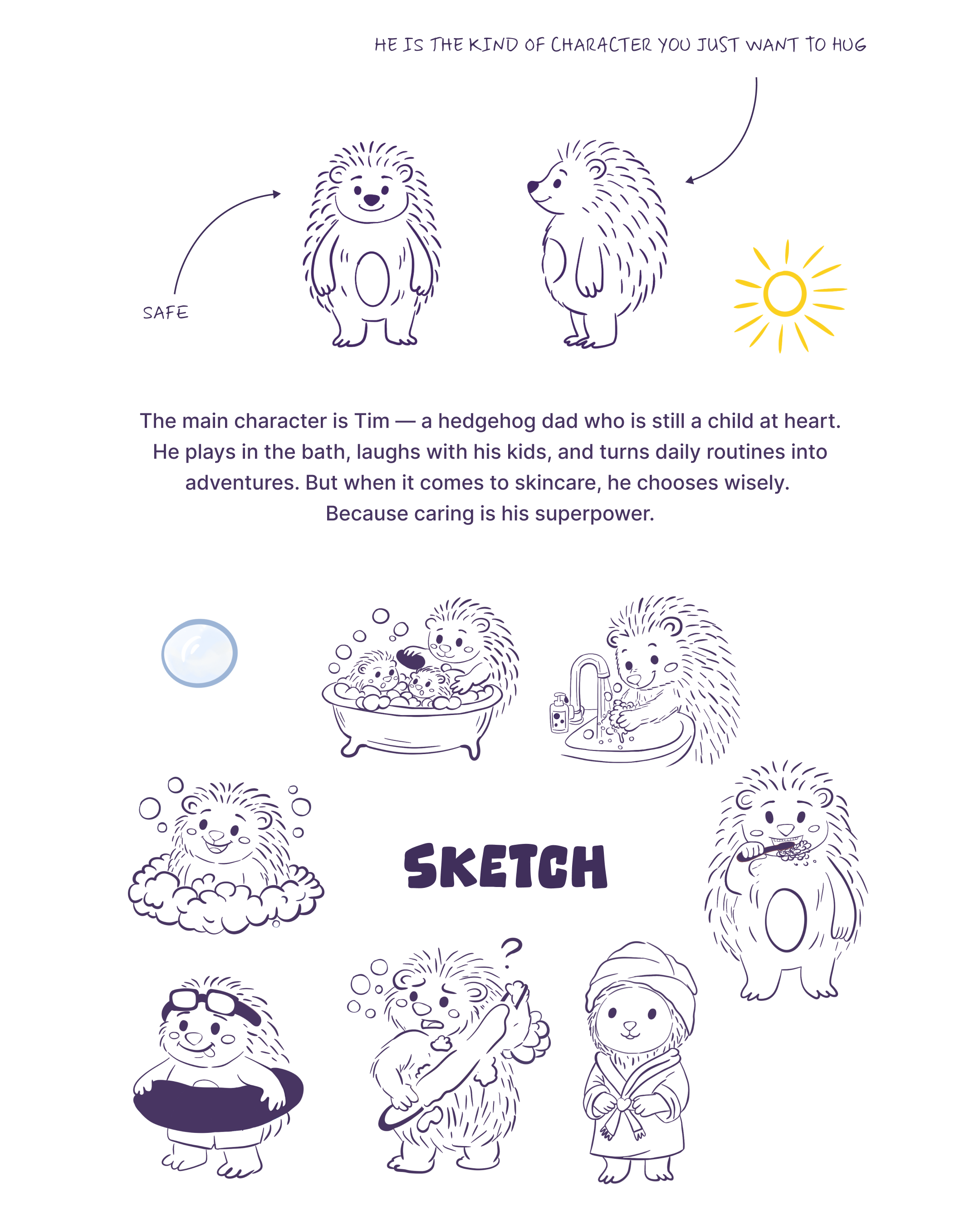 HEDGEHUG- Children's skincare products art branding characterdesign digitalart graphic design illustration illustrations procreatr