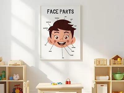 Face Parts Poster anatomy kids child friendly classroom decor classroom poster design digital printable educational poster face parts face poster facial features homeschool decor homeschool printable illustration kids anatomy kindergarten chart learning poster montessori print parts of face preschool chart toddler learning