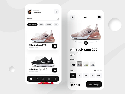Nike Shoes - App Design Concept app clean concept design ecommerce minimal mobile app nike nike air shoes product design shoes shop ui ui design ux
