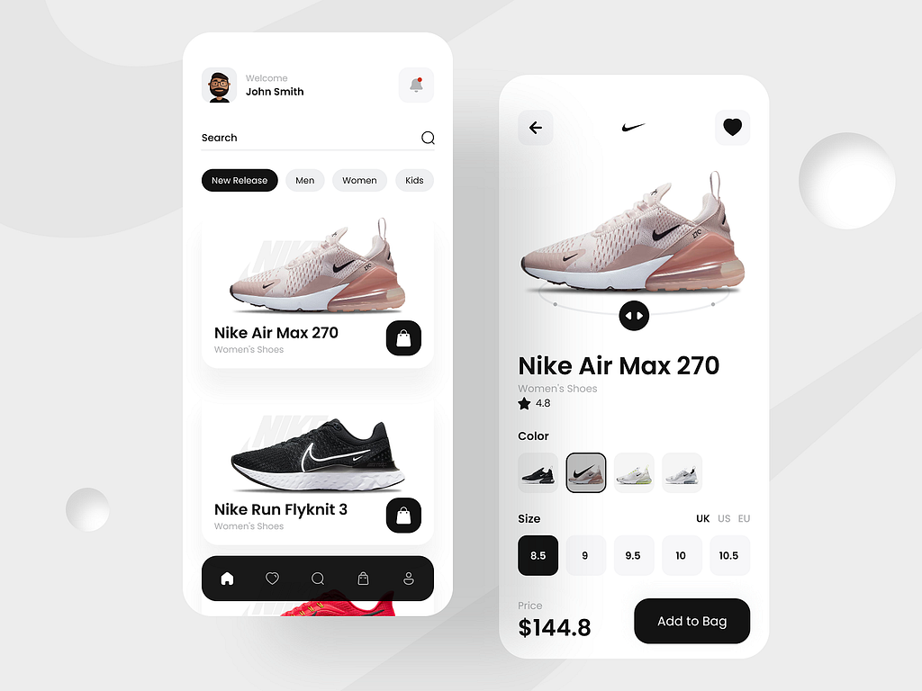 Nike Shoes - App Design Concept by Parves Ahamad for Ace UX on Dribbble