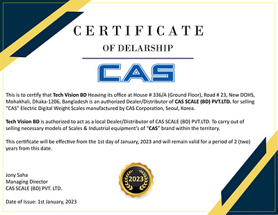 CAS Customer Certificate graphic design illustration