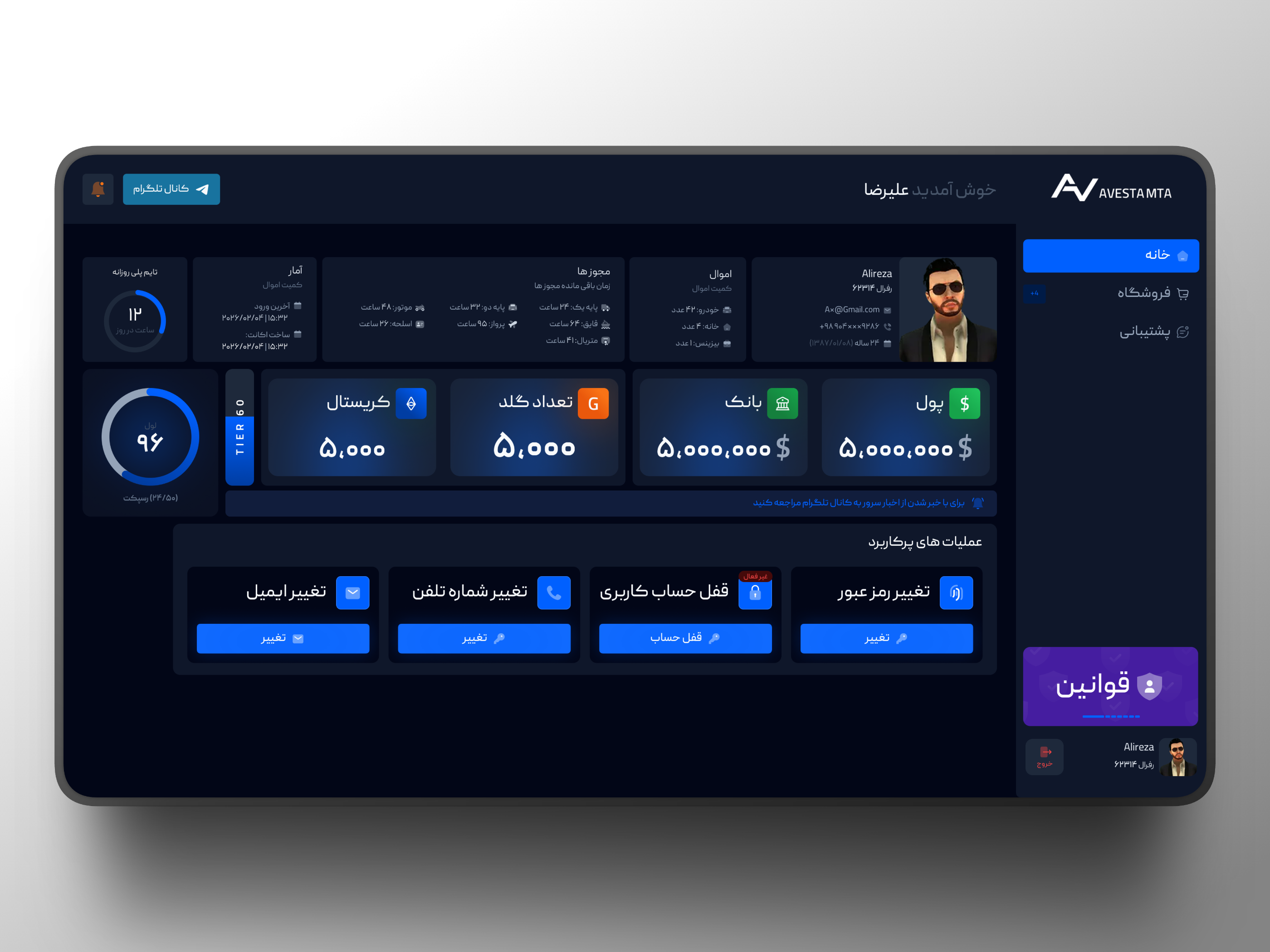 Next Gen Game Server Dashboard — Avesta Control Panel all branding dashboard ui