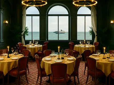 Elegant Ocean View Dining Room opulent interior design