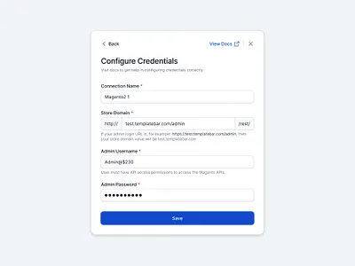 Configure Credentials minimal ui