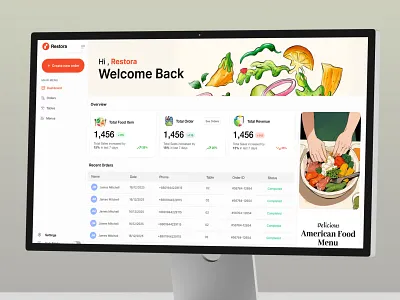 🍽️ Restora - Restaurant POS Dashboard branding design e commerce graphic design graphic designer illustration landing page ui ux web design