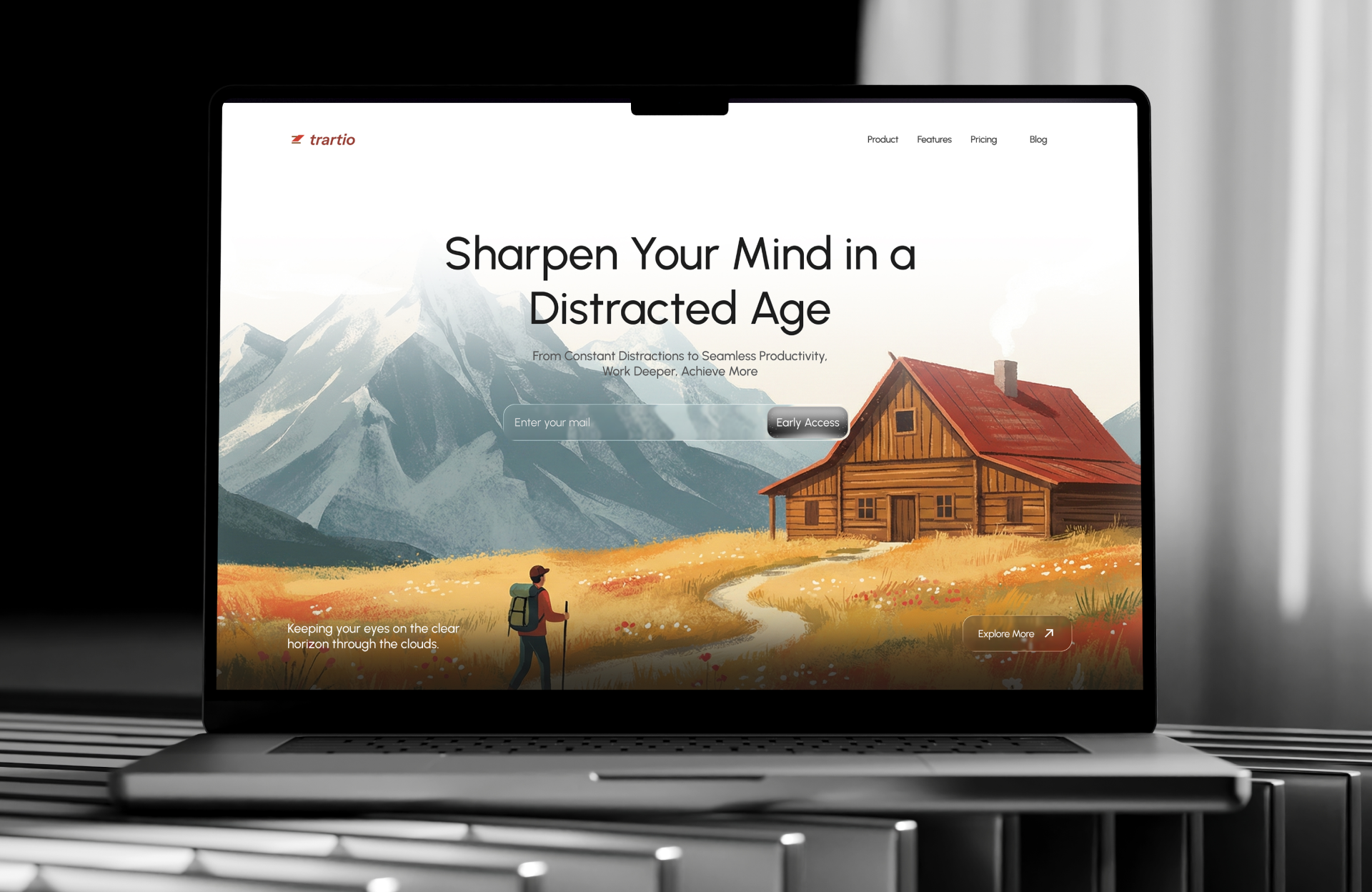 Tratio - Tourist Guide Platform clam design hero section illustration interface landing page landingpage minimal nature planning product design tourist trip tripplan ui ui.ux uiux website design