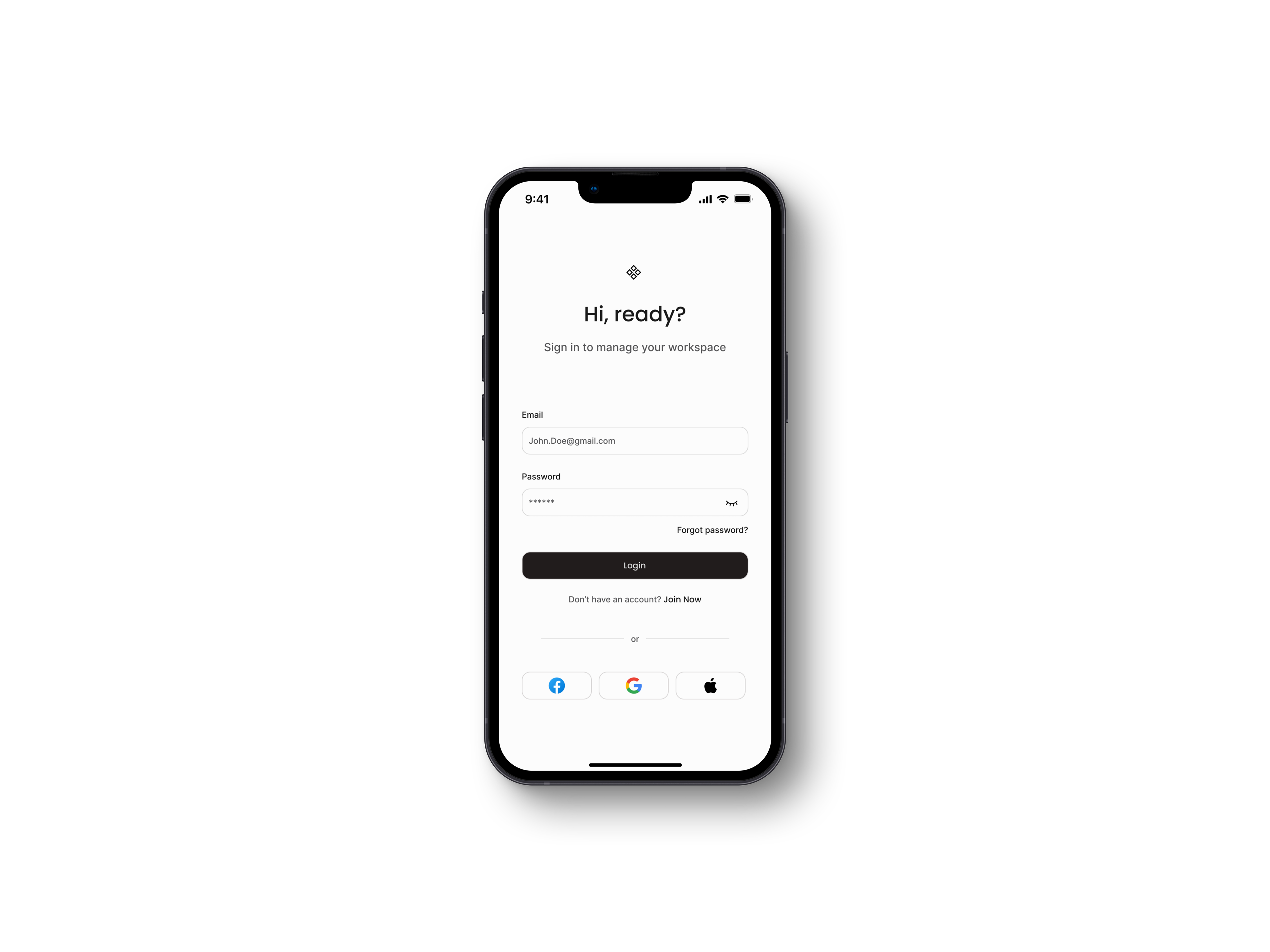 Login Screen Design – Collaboration App