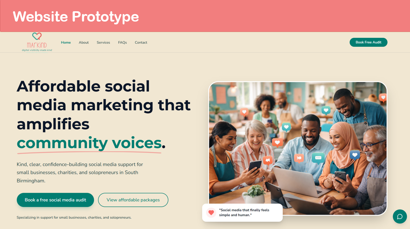 Web Design – UX/UI (Markind CIC) ai assisted creation analytics animation branding cms logo marketing performance monetisation product design seo social media social media strategy campaigns strategy ui ux