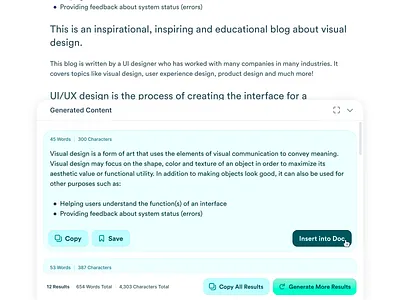 copy.ai Text Generation Dock ai automate button copyai cta dock document editor flat generation hover minimal simple text ui ux web app