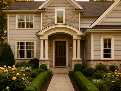 Elegant Two-Story House Exterior curb appeal design