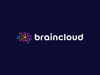 Braincloud Logo Design - Brain / Particles / Cloud / Data abstract brain cloud colorful data design designer finance gradient icon logo logodesign logotype modern particle saas software symbol tech fintech technology