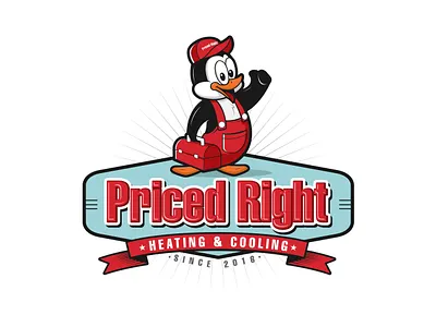 Priced Right Heating and Cooling Vintage logo 3d animation branding design graphic design illustration logo motion graphics ui vector
