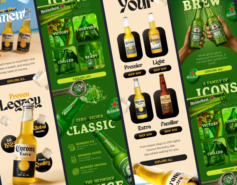 Email marketing welcome email design newsletter beverage klaviyo beer bottle design call to action canva email newsletter corona d2c dtc email campaign email creatives email design email layout email template food beverage heineken newsletter template packaging shopify email startup cpg subscription welcome flow