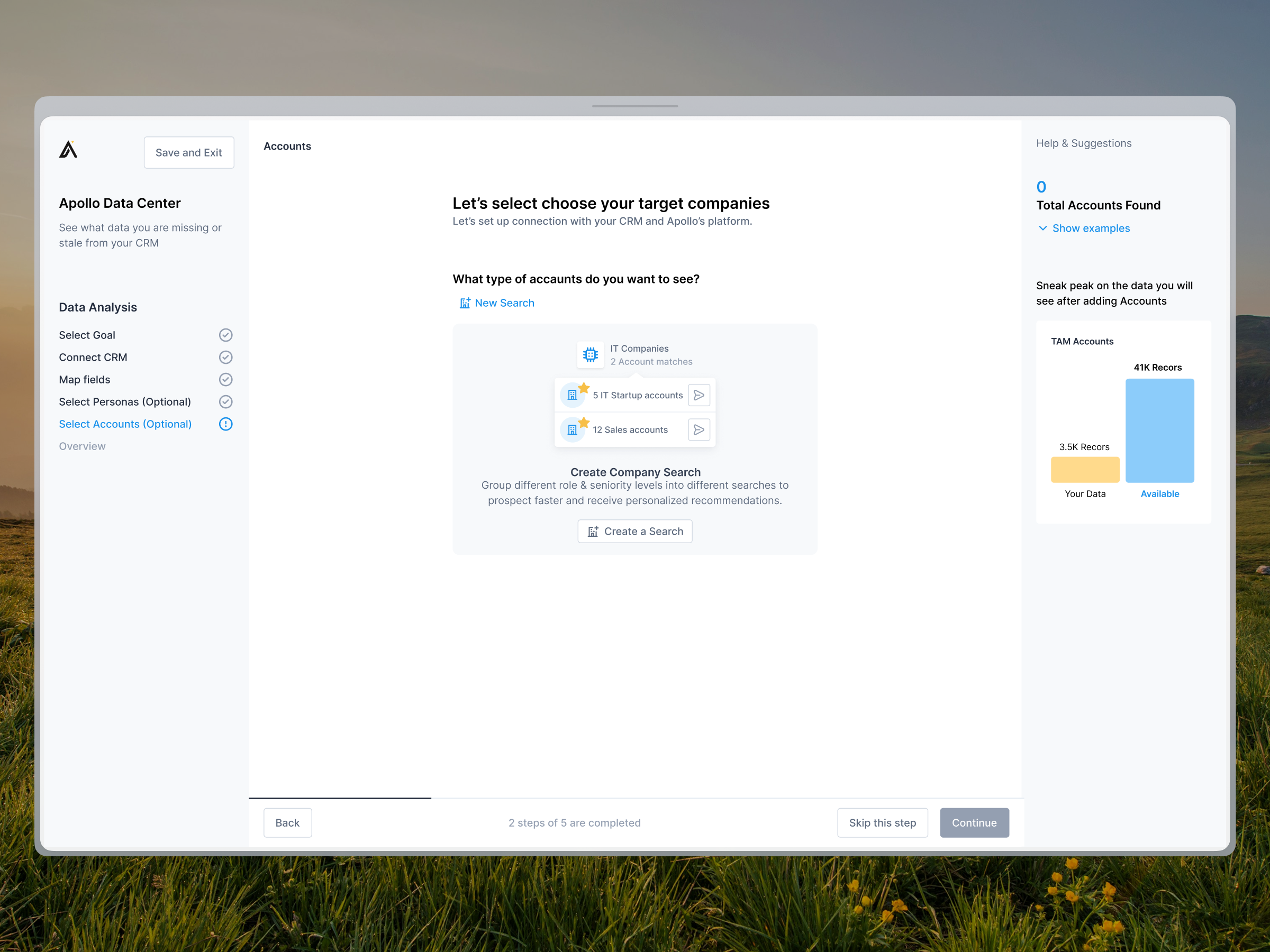 Data Health Center Onboarding for Apollo.io apollo clearbit dashboard design graphic design listing navigation onboarding productdesign side nav ui widget zoominfo