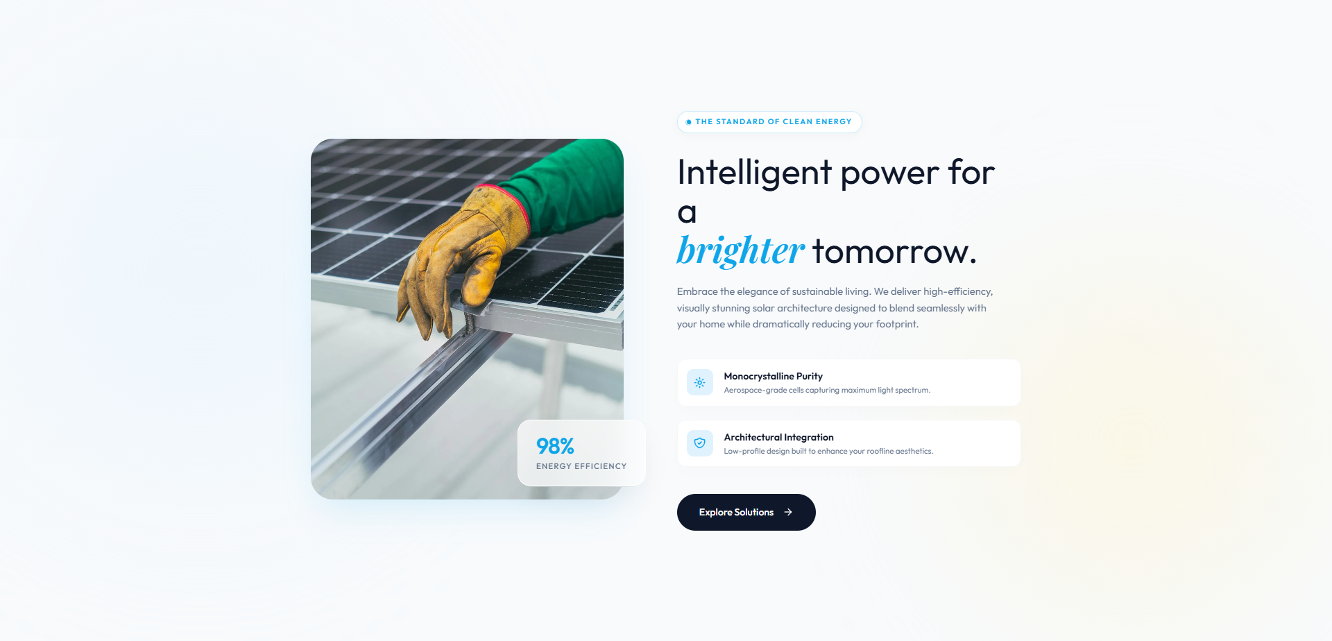 Sustainable Energy About Us Section UI - Wordpress Elementor Pro about us section business growth conversion optimization elementor expert elementor pro freelance designer green energy hero section lead generation minimalist design modern web design responsive design solar energy ui sustainable tech tech ui ui component ux strategy visual hierarchy web development wordpress